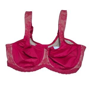 Rosa Faia Beautyfull Full Cup Bra Red Lace Trim Underwire Support Size 40E